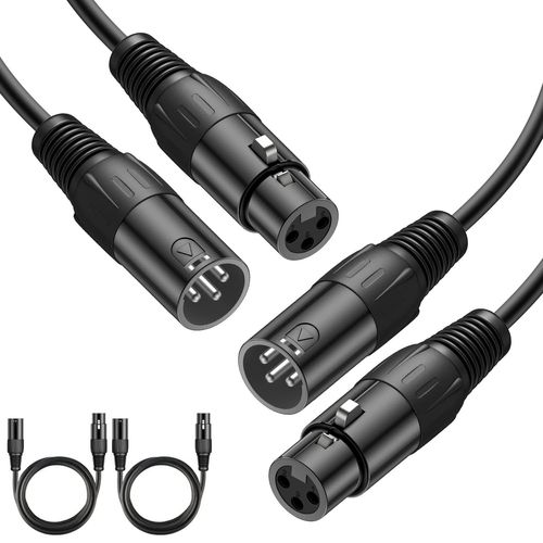 LETNERNY-2 Paquets Cble Xlr, Xlr Mle Vers Femelle 3 Broches En Cble De Microphone Audio quilibr Professionnel Pour De Microphone Enceinte Table De Mixage Camra Amplificateur, 7.6 Meter