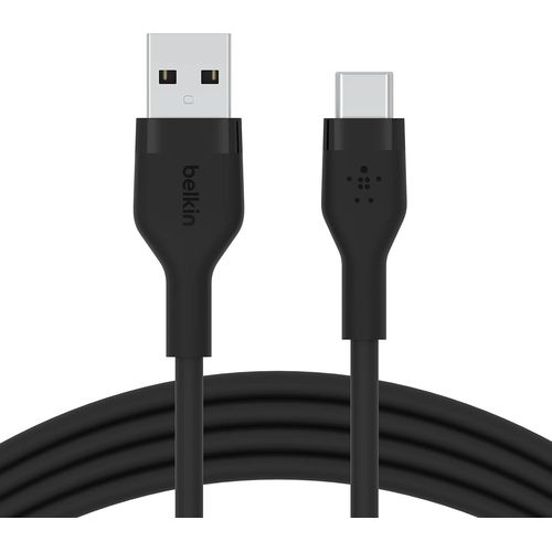 LETNERNY-Boostcharge Flex Cble Usb-C Vers Usb-A En Silicone, Certifi Usb-If, Cble Usb C Pour Iphone 16, Iphone 15, Samsung Galaxy S24, S23, S22, Ipad, Macbook, Note, Google Pixel, Etc, 2 M, Noir
