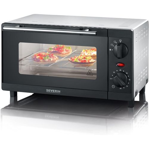 LETNERNY-Mini-Four 9 L Avec Grille Et Plaque De Cuisson Incluses, Four Posable 800 W Design Simple Et lgant, Mini-Four lectrique Avec Minuteur 60 Min, Noir/Inox, To 2052