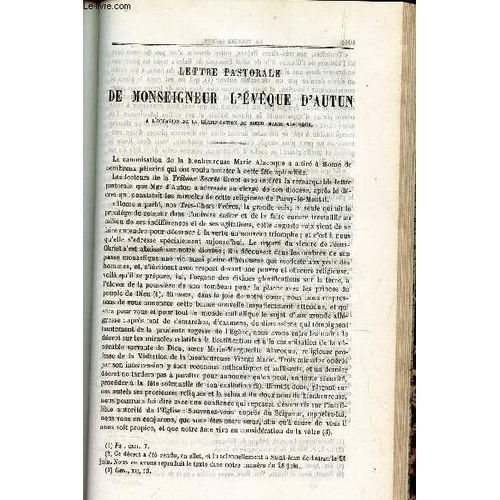 Lettre Pastorale De Monseigneur L'eveque D'autun A L'occasion De La Beatification De Soeur Marie Alacoque / Pangyrique Dee St Hilaire, Eveque De Poitiers Prech Dans L'eglise De St Hilaire ...   de MGR L'EVEQUE D'AUTUN / ABBE LEBRUN