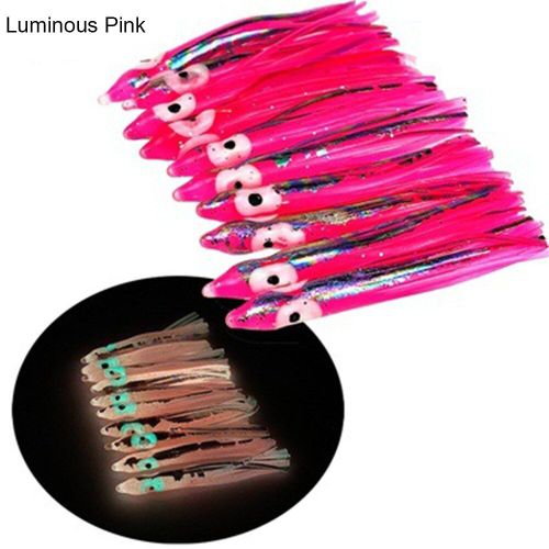 Leurre Souple Lumineux Avec Jupe En Forme De Calmar, Appt Artificiel Idal Pour La Pche  La Seiche, Au Thon, Wobbler Ou Au Calmar, 6/8cm, 10 Pices