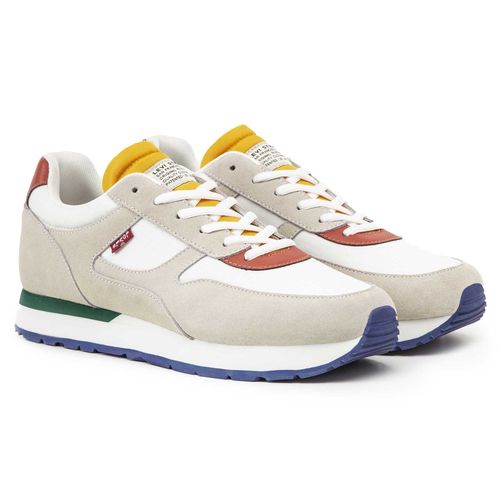 Levi's Baskets Pour Hommes - Bannister Suede-Polyester, Baskets, Polyester, Cuir Sud Blanc/Multicolor 44 Eu