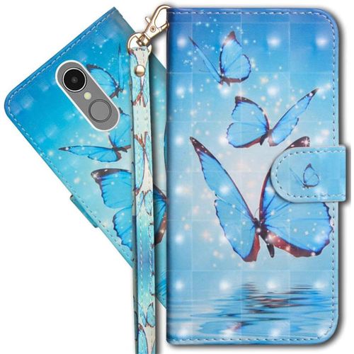 Lg K10 2017 tui  Rabat 3d Dsign Portefeuille Housse Magntique Fonction Stand Porte Carte Pu Cuir Protection Coque Pour Lg K10 2017. Yx 3d - Butterfly Spring
