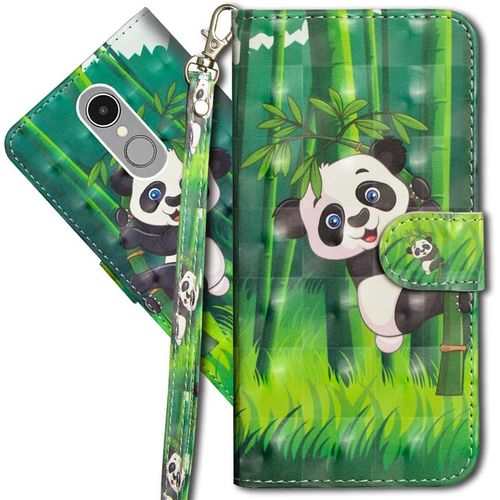 Lg K10 2017 tui  Rabat 3d Dsign Portefeuille Housse Magntique Fonction Stand Porte Carte Pu Cuir Protection Coque Pour Lg K10 2017. Yx 3d - Panda Bamboo