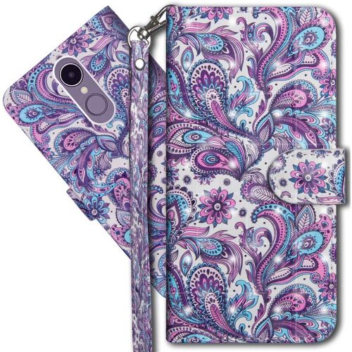 Lg K10 2017 tui  Rabat 3d Dsign Portefeuille Housse Magntique Fonction Stand Porte Carte Pu Cuir Protection Coque Pour Lg K10 2017. Yx 3d - Peacock Flower