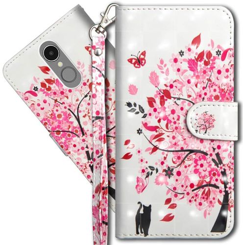 Lg K10 2017 tui  Rabat 3d Dsign Portefeuille Housse Magntique Fonction Stand Porte Carte Pu Cuir Protection Coque Pour Lg K10 2017. Yx 3d - Tree Cat