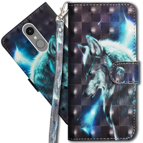 Lg K10 2017 tui  Rabat 3d Dsign Portefeuille Housse Magntique Fonction Stand Porte Carte Pu Cuir Protection Coque Pour Lg K10 2017. Yx 3d - Wolf