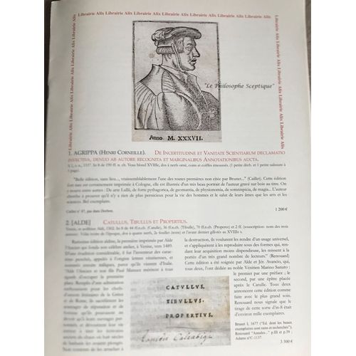 Librairie Alix . Catalogue Des Ventes.    