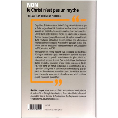 Libre Rponse  Michel Onfray - Non Le Christ N'est Pas Un Mythe    Format Grand Format 