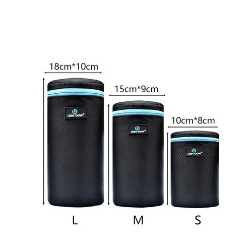 Lightdow Portable 4 pices 3 pices Pack sac d'objectif pochette d'objectif en Polyester 5mm d'paisseur sac en noprne souple pour appareil photo Canon Nikon Sony-(S L M)3 in 1 kit
