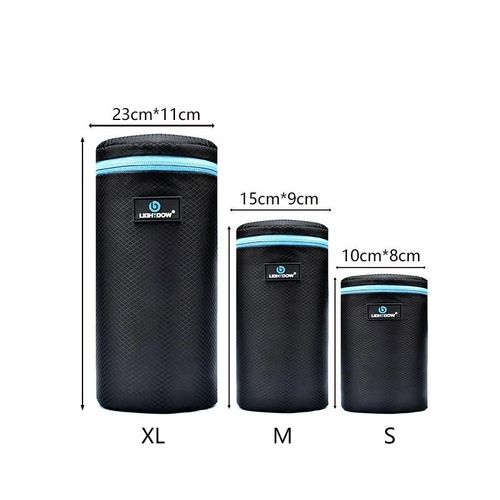 Lightdow Portable 4 pices 3 pices Pack sac d'objectif pochette d'objectif en Polyester 5mm d'paisseur sac en noprne souple pour appareil photo Canon Nikon Sony-(S M XL)3 in 1 kit