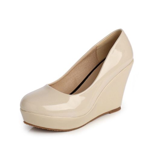 Lihuamao-Chaussures Escarpins Roses En Cuir Verni,Espadrilles Compenses,Plateforme,Talons Hauts,Travail,Ix,Mariage,Pour Femme - 42