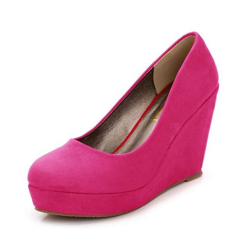 Lihuamao-Chaussures Escarpins Roses En Cuir Verni,Espadrilles Compenses,Plateforme,Talons Hauts,Travail,Ix,Mariage,Pour Femme - 35