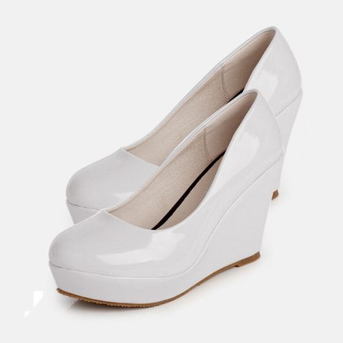 Lihuamao-Chaussures Escarpins Roses En Cuir Verni,Espadrilles Compenses,Plateforme,Talons Hauts,Travail,Ix,Mariage,Pour Femme - 34
