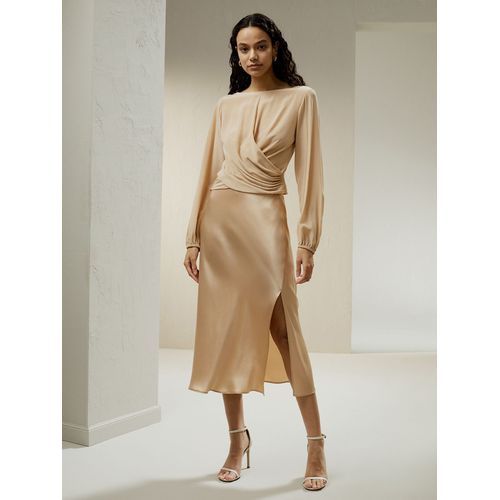 Lilysilk Jupe Longue En Soie Femme Chameau Non Doubl Avec Fente Latrale 100% Soie Naturelle Ligero Y Resistente A Las Arrugas 40