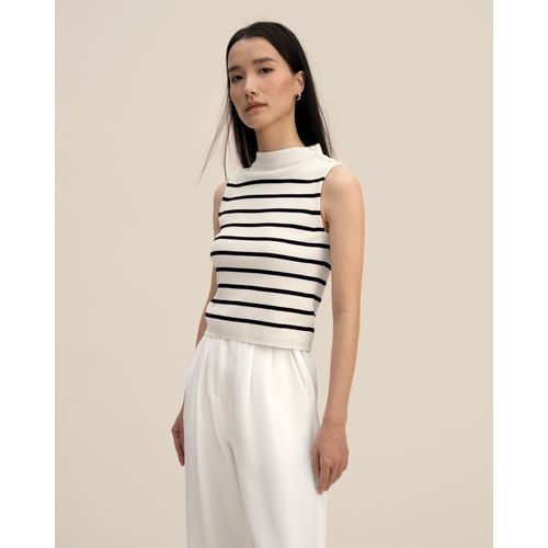 Lilysilk Pull  Bande De Soie File Recadre Mocknek Sans Manches Doux Pour La Peau Et Respirant