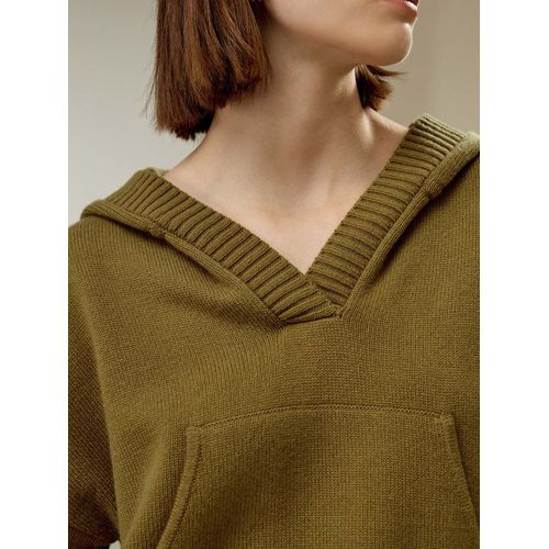 Lilysilk Sweats  Capuche Pour Femmes Poignets Et Ourlets Ctels Laine Et Cachemire Sophistiqu Et lgant Texture Luxueuse Vert Avocat M