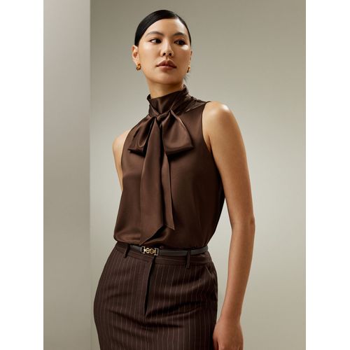 Lilysilk Top En Soie Femme Chocolat Coupe Dcontracte, Style lgant Soie Charmeuse Convient  Toutes Les Saisons Xl