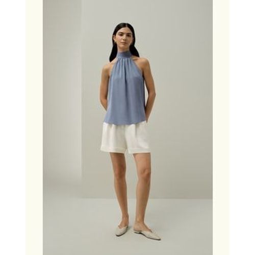 Lilysilk Top En Soie Femme Col Licou Soie De Mrier Style Moderne,Modle Classique Modle De Base Cristal Bleu 46