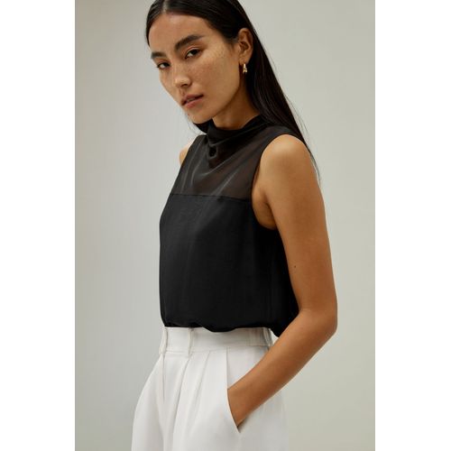 Lilysilk Top En Soie Fente Arrire Avec Bouton Soie Charmeuse Mettant En Valeur La Fminit Doux Pour La Peau Et Respirant Noir L
