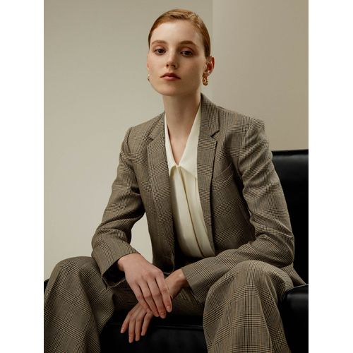 Lilysilk Veste Soie Femme Brun Cendr Col  Revers, Ajust  La Taille Mlange Soie-Laine Une Touche D'lgance Dans Votre Vie 46
