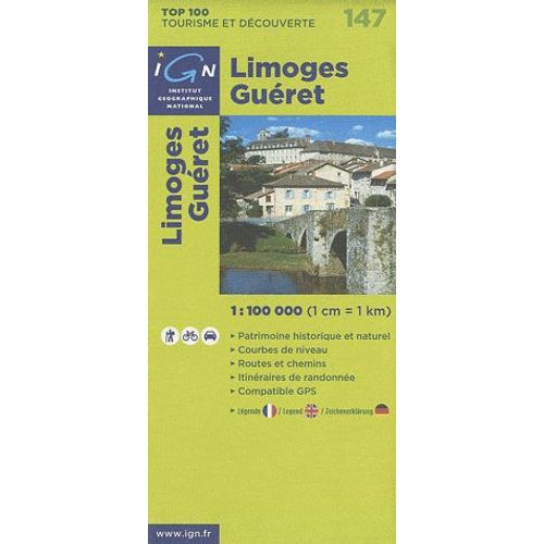 Limoges - Gueret 1 : 100 000    Format Carte Plan 
