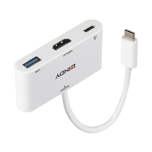 LINDY Convertisseur USB 3.1 Type C vers HDMI avec port USB Type A et Power Delivery