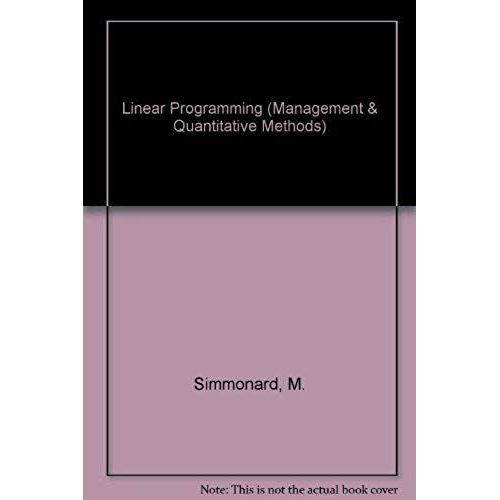 Linear Programming   de Michel Simonnard  Format Broch 