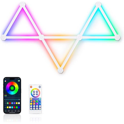 Lines Appliques Murales, 9 Barres Lumineuses Led Rgb-Ic Connectes Avec Sync Musicale, Lumires Intelligentes Pour Salle De Jeux, Salon, Chambre  Coucher Compatible Alexa Et Google Assistant
