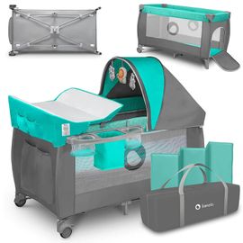 Lionelo Sven Plus 2in1 Turquoise Lit Bebe Parc Bebe De La Naissance A 15 Kg Matelas A Langer Moustiquaire Parois Laterales Aerees Avec Entree Laterale Sac De Transport Pliable Rakuten
