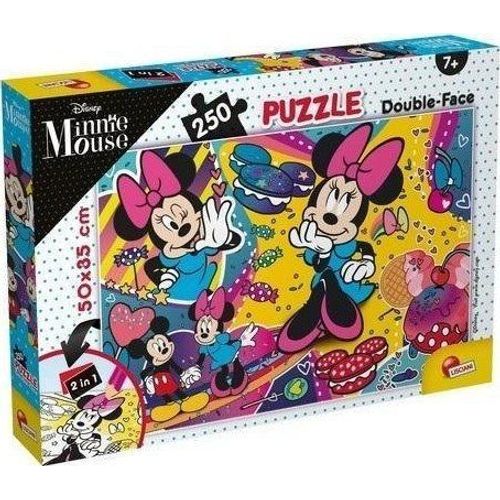 Lisciani Maxi Puzzle Pour Enfants A Partir De 4 Ans 250 Pi Ces 2 En 1 Double Face Recto Verso Avec Le Dos Colorier - Disney Minnie Mouse