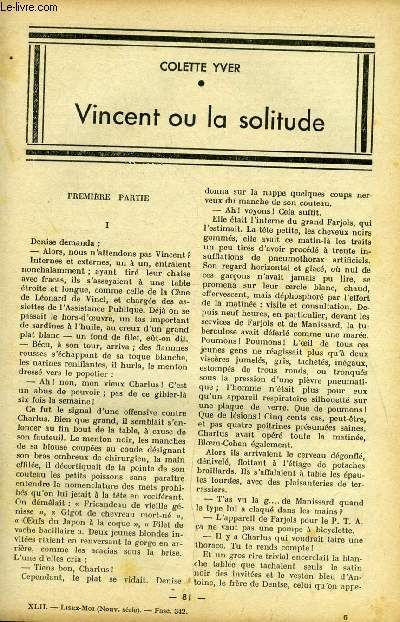 Lisez Moi - Nouvelle Srie - N 342 - Vincent Ou La Solitude Par Colette Yver, Point D Interrogation Par G. Lenotre, Le Bar De La Fourche Par Gilbert De Voisins, Petite Histoire Par Florence Poey, L(...)   de Collectif 