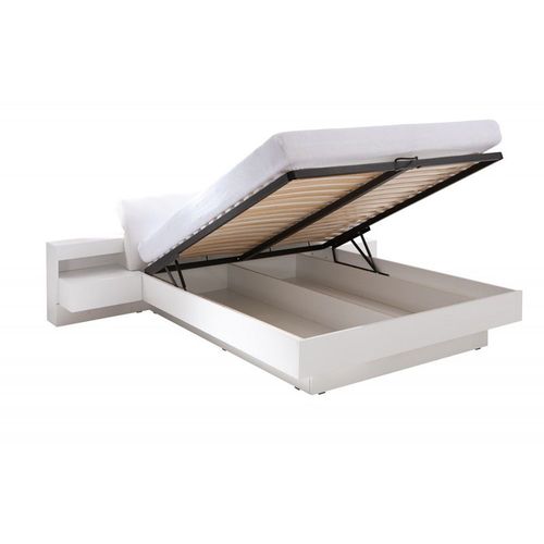 Lit Avec Coffre Renato + Sommier + Tables De Chevet Intgres Avec Led, Couchage 1.