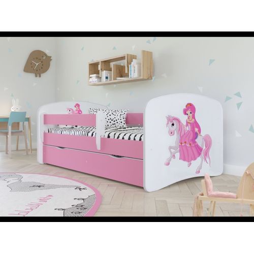 Lit Babydreams 2 Rose Princesse Sur Cheval Tiroir Et Matelas Inclus 160/80