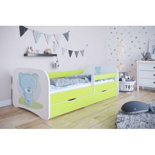 Lit Babydreams Nounours Bleu Vert Avec Un Tiroir Sans Matelas 140/70