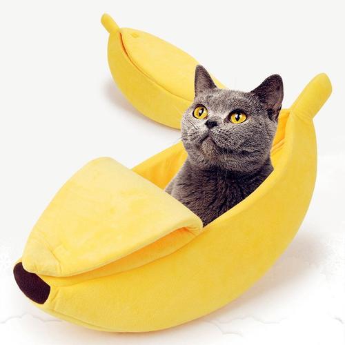 Lit Banane Pour Chat, Mignon Coussin Banane Pour Chiot, Chenil Chaud Et Doux Pour Animaux De Compagnie, Fournitures Pour Chats, Tapis Pour Chatons