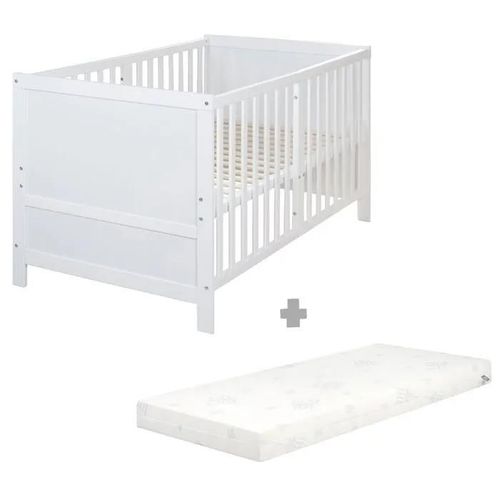 Lit Bb volutif Roba Easy Sleep 70 X 140 Cm + Matelas Roul + Kit De Transformation - Rglable En Hauteur - Blanc