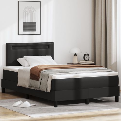 Lit Box Spring Vidaxl Avec Matelas Noir Petit Lit Double Simili Cuir, Tte De Lit Design Simple Noir 100 Cm Simili Cuir