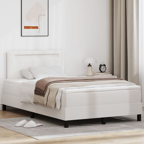 Lit Boxspring Vidaxl Avec Matelas Blanc Petit Double En Simili Cuir, Tte De Lit Vidaxl Design Simple Pure Blanc 100 Cm En Simili Cuir