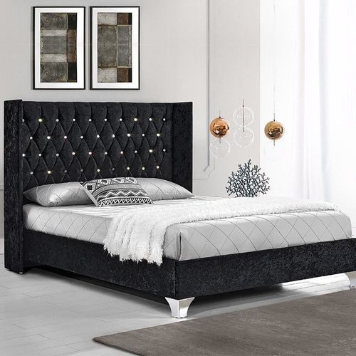 Lit Capitonn Grand Tte De Lit Focuse - Noir - 180x200