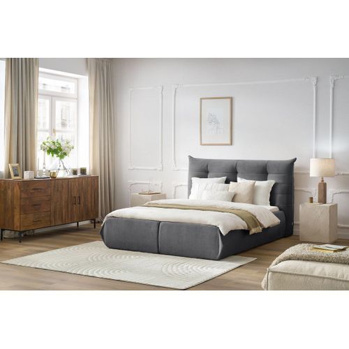 Lit Coffre Clothilde Gris Fonc 140x190