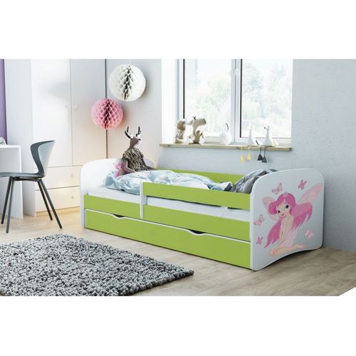 Lit De Fe Vert Babydreams Avec Des Papillons Avec Un Tiroir Sans Matelas 140/70