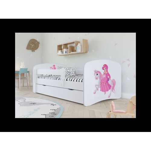 Lit De Princesse Blanc Sur Un Cheval, Avec Un Tiroir Sans Matelas 140/70