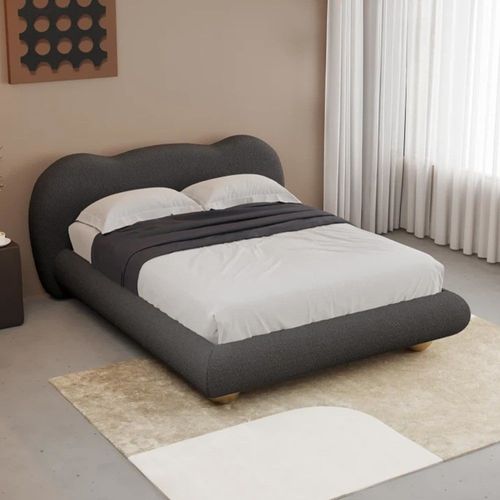 Lit Design Effet Peau De Mouton Anthracite 160x200 Cm