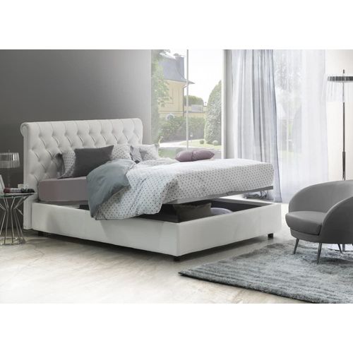 Lit Double En Similcuir Blanc 160x190 Cm