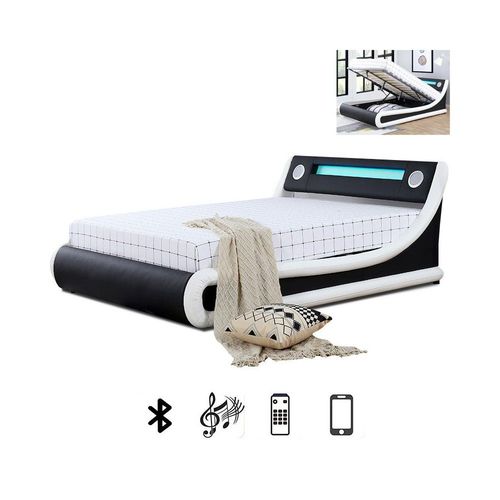 Lit Led Avec Haut-Parleurs Intgrs Bluetooth Et Coffre De Rangement Amir - 140x190