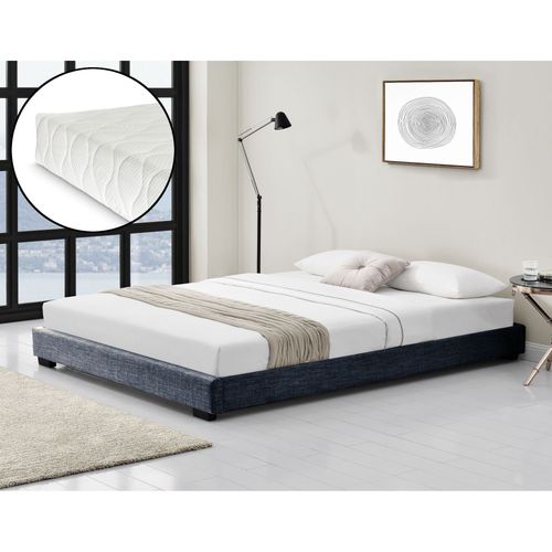 Lit Moderne Avec Matelas Cadre De Lit Lit Adulte Mdf Rembourr Avec Similicuir Plaque De Bois Plastique Polyester Gris Fonc 214 X 146 X 20,5cm Corium
