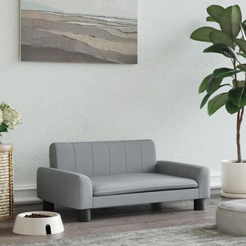 Lit Pour Chien En Tissu Gris Clair 70x45x30 Cm | Cadre En Pin Massif, Moelleux Avec Mousse Epaisse, Confort Optimal Pour Chiens, Stable Et Durable, Design Elegant Pour Salon Ou Chambre
