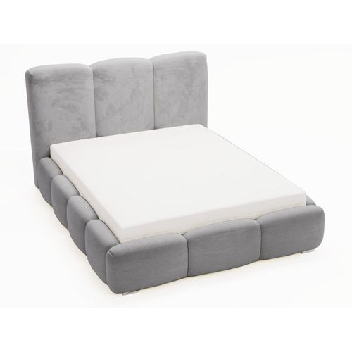 Lit Rembourr Avec Rangement Velours Gris 180x200