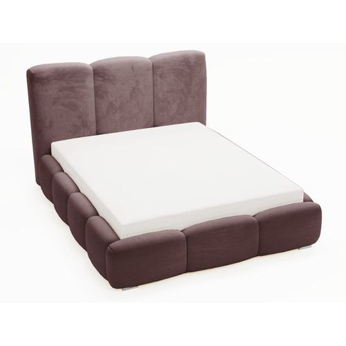 Lit Rembourr Avec Rangement Velours Marron 180x200